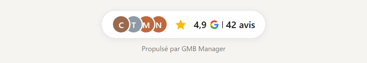 Widget badge compact avec le logo G à la place du mot Google, plus court.