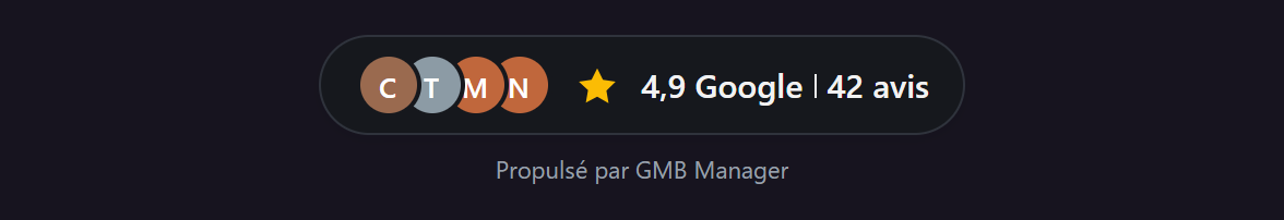 Widget badge compact en thème sombre, pour les sites à fond foncé.